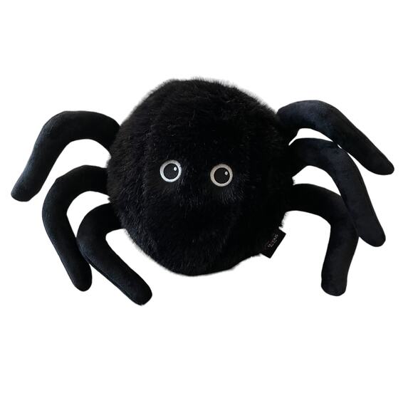 Cynthia Rowley Halloween Spider Pillow Black Faux Fur Spooky NEW - Picture 1 of 7